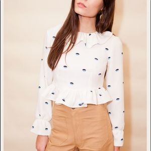 Lykke Wullf Vintage Lips Kirstie Ruffle Top